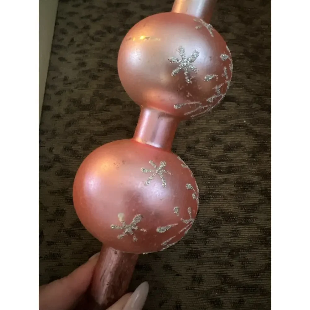 Vintage Shiny Brite Christmas Ornament Tree Topper West Germany Pink Sparkle